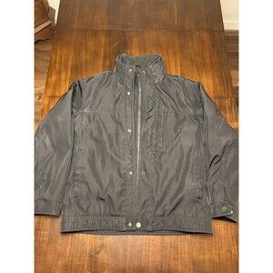 London Fog Men's Coat Bomber Jacket Black Size L Full Zip Multiple Pockets Quilt